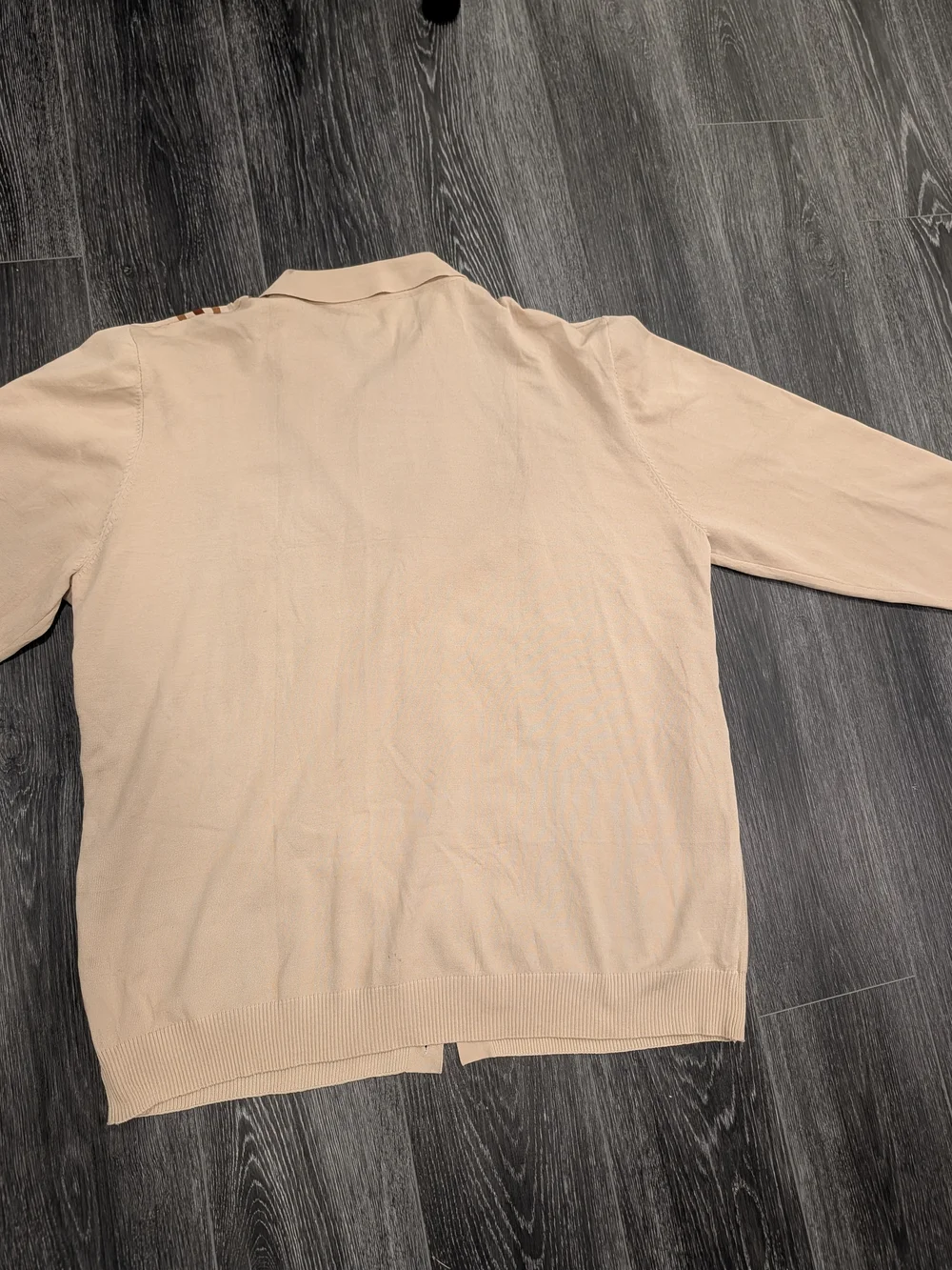 Men's Beige Stripe Knit Button-Front Undershirt
